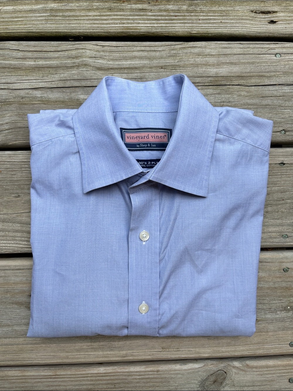 VINEYARD VINES Light Blue Button Front Cotton French Cuff Dress Shirt Size 16.5